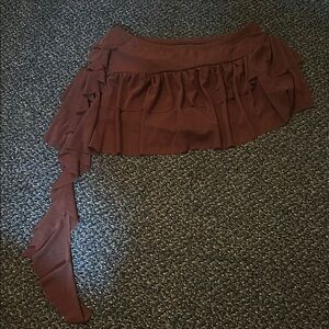 SHEIN Brown Asymmetrical Ruffled Mini Skirt